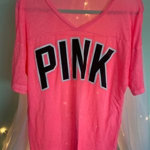 Victoria’s Secret PINK Bright Pink Oversized Tee